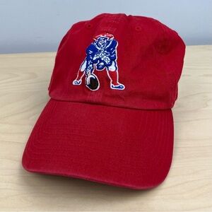 47 Brand New England Patriots NFL Strapback Hat Throwback Logo Clean Up Cap Red